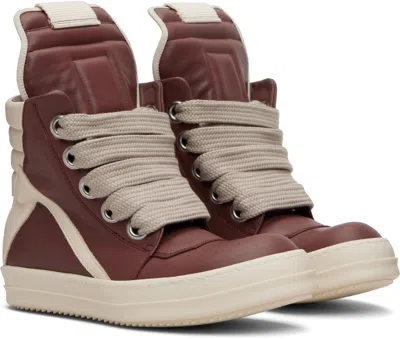 Rick Owens Pink Concordians Jumbolace Geobasket Sneakers In Brown