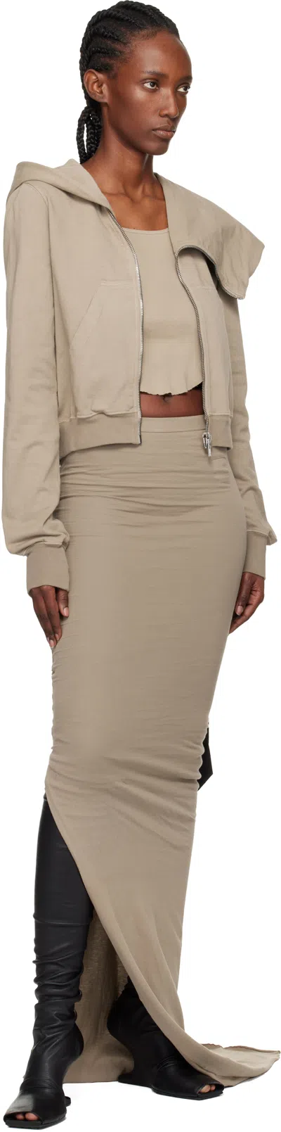 Rick Owens Drkshdw Taupe Concordians Soft Edfu Maxi Skirt In Brown