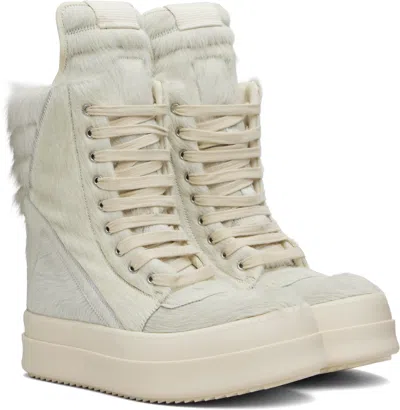 Rick Owens Off-white Concordians Megageobaskets Sneakers In White