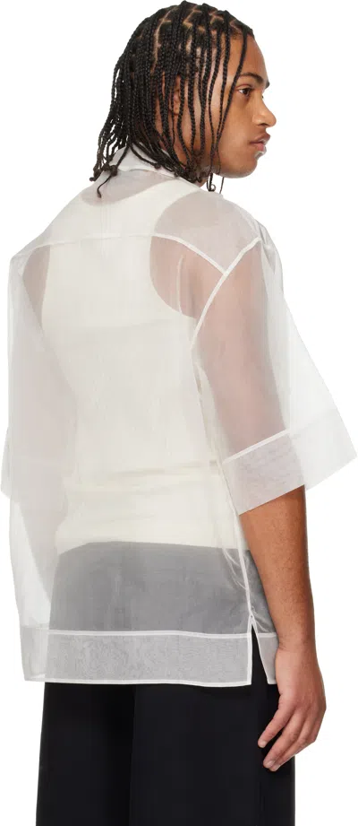 Simone Rocha White Ribbon Daisy Chain Boxy Shirt In Brown