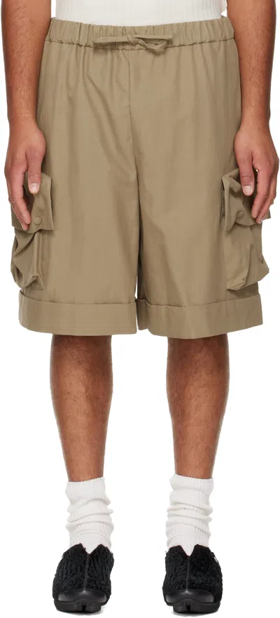 Simone Rocha Khaki Multi Pocket Drawstring Cargo Shorts In Brown