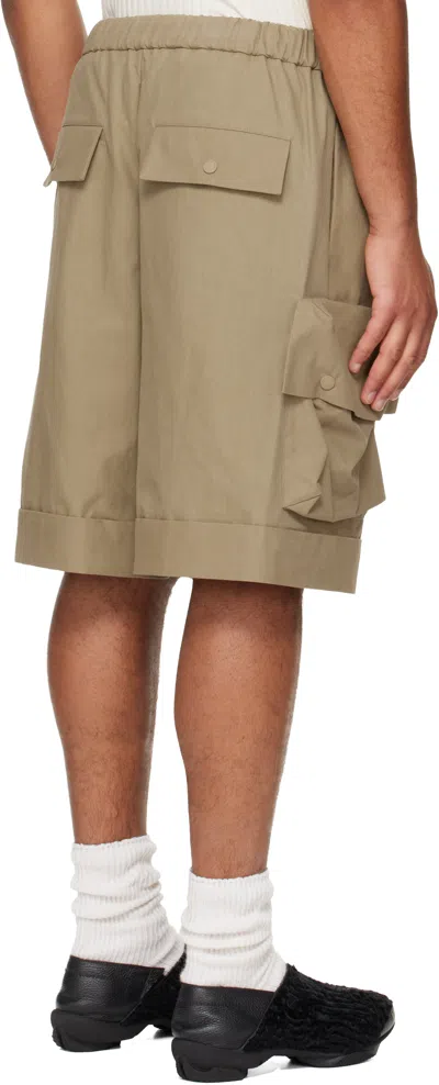 Simone Rocha Khaki Multi Pocket Drawstring Cargo Shorts In Brown