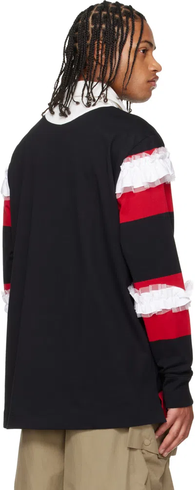 Simone Rocha Red & Black Ruffle Rugby Polo In Multi