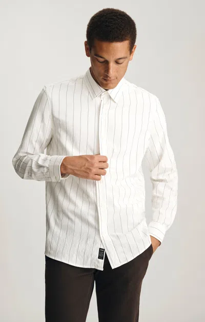 Mavi Striped Long Sleeve Button-up Shirt In Antique White Zemin Black Stripe In Neutral