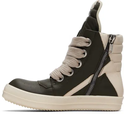Rick Owens Khaki Concordians Jumbolace Geobasket Sneakers In Animal Print