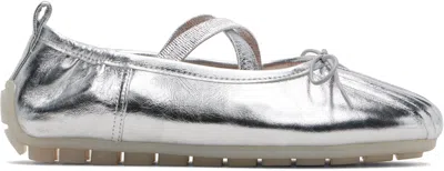 Simone Rocha Cross-strap Bow Ballet Flats In Silver