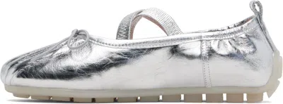 Simone Rocha Cross-strap Bow Ballet Flats In Silver