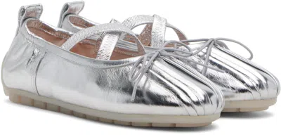 Simone Rocha Cross-strap Bow Ballet Flats In Silver