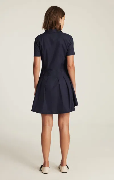 Mavi Pleated Mini Shirtdress In Navy Blazer In Blue