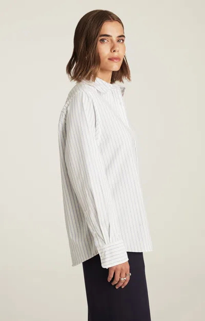 Mavi Long Sleeve Button-up Shirt In White Blue Stripe In Multi
