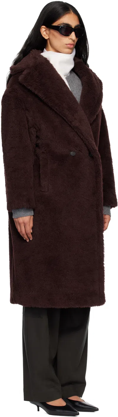 Max Mara Bordeaux Teddy Bear Icon Coat In Alpaca And Wool In Burgundy