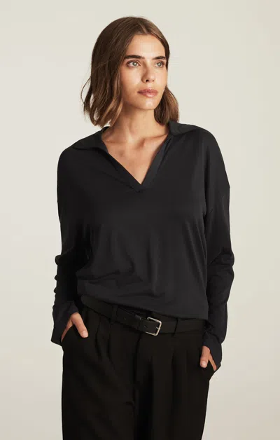 Mavi Luxe Touch Tencel™ V-neck T-shirt In Black In Black