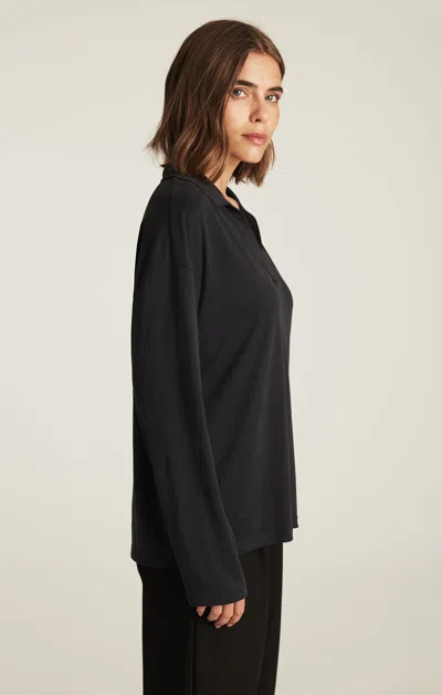 Mavi Luxe Touch Tencel™ V-neck T-shirt In Black In Black