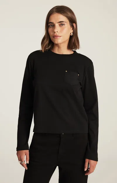Mavi One Pocket Long Sleeve T-shirt In Black In Black