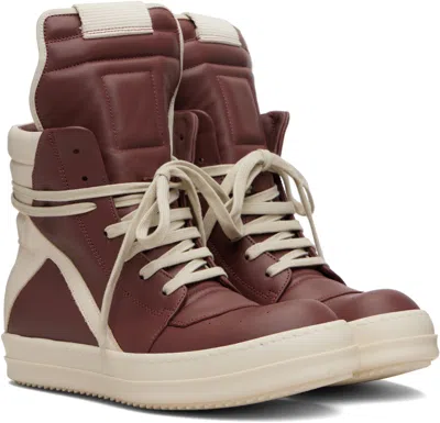 Rick Owens Pink Concordians Geobasket Sneakers In Brown