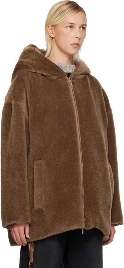 Max Mara The Cube Olivia Hooded Reversible Alpaca And Wool-blend And Quilted Shell Down Jacket In Brown