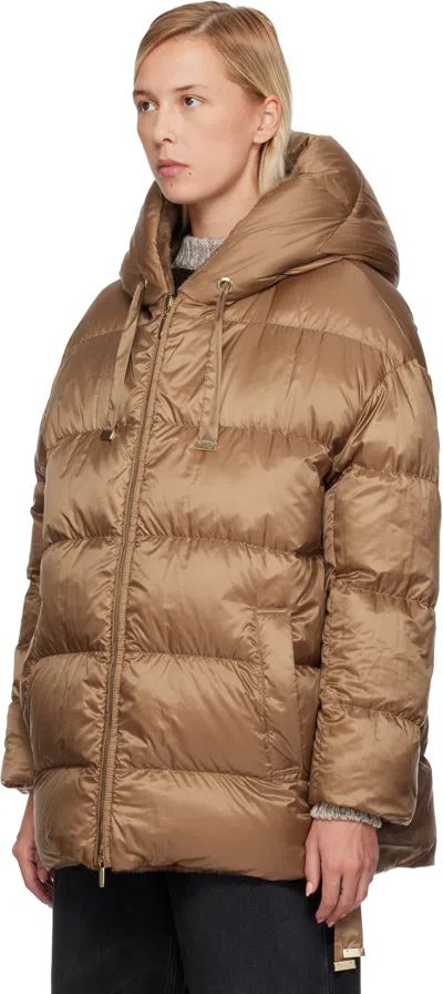 Max Mara The Cube Olivia Hooded Reversible Alpaca And Wool-blend And Quilted Shell Down Jacket In Brown