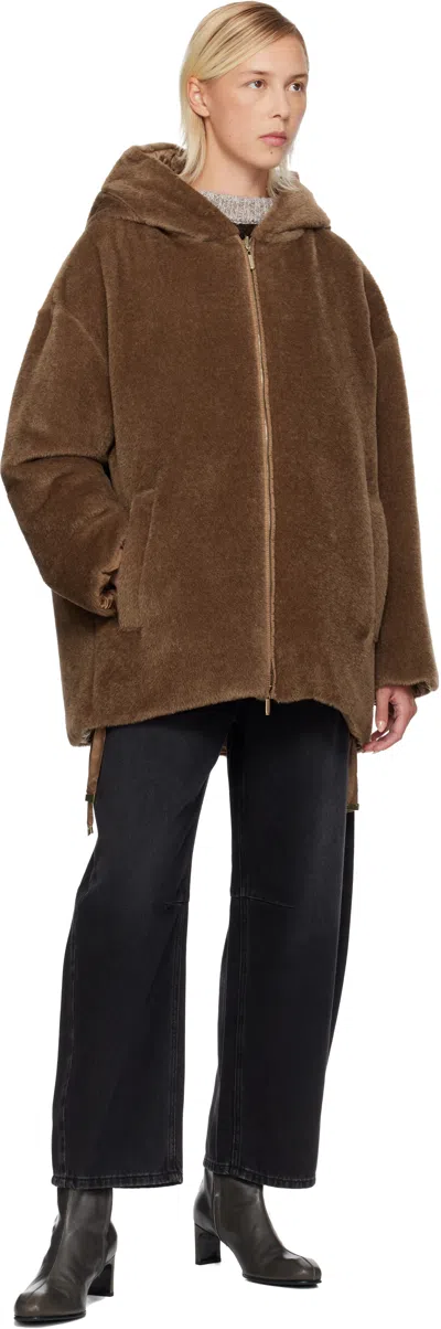 Max Mara The Cube Olivia Hooded Reversible Alpaca And Wool-blend And Quilted Shell Down Jacket In Brown