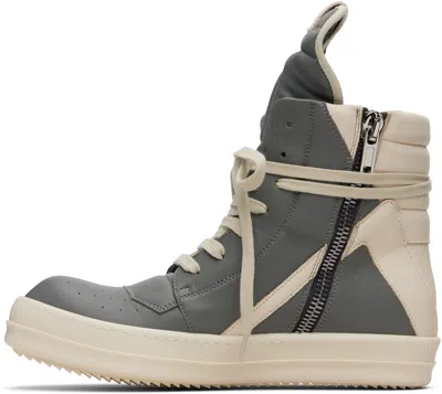 Rick Owens Gray Concordians Geobasket Sneakers In Animal Print