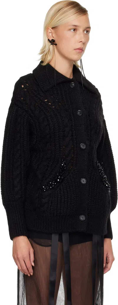 Simone Rocha Black Sculpted Chunky Knit Cardigan In Black
