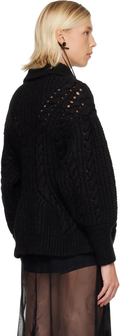 Simone Rocha Black Sculpted Chunky Knit Cardigan In Black