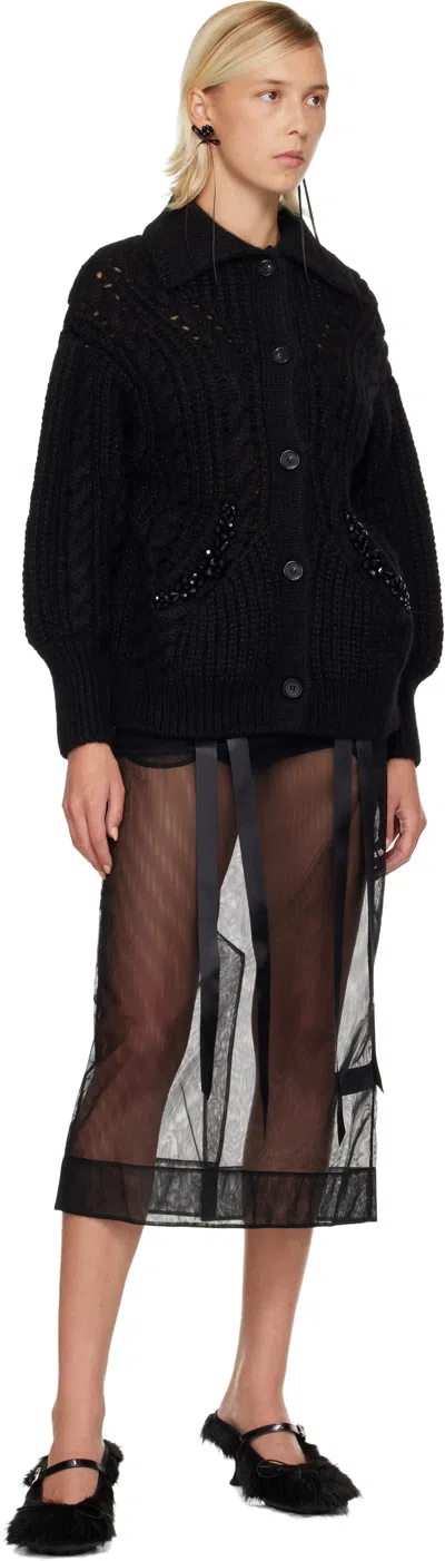 Simone Rocha Black Sculpted Chunky Knit Cardigan In Black