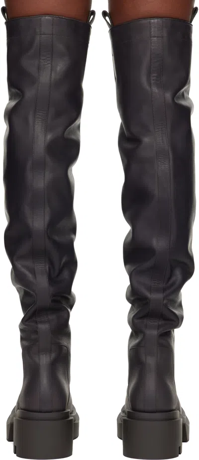 Rick Owens Gray Concordians Wader Bodun Tall Boots In Black