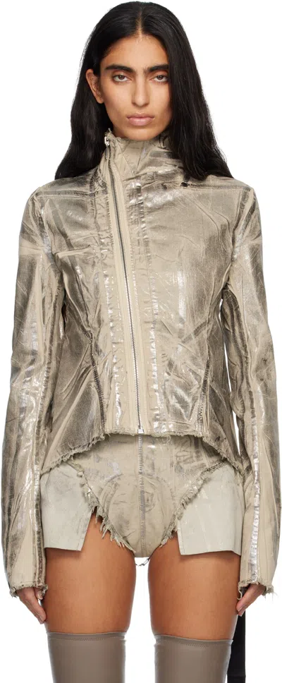 Rick Owens Drkshdw Womens Palladium Naska Gary Metallic Cotton-blend Jacket In Gold