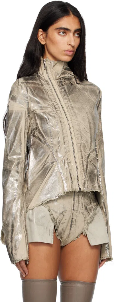 Rick Owens Drkshdw Womens Palladium Naska Gary Metallic Cotton-blend Jacket In Gold