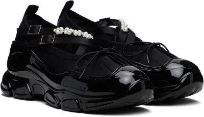Simone Rocha Black Beaded Tracker Ballerina Flats In Multi