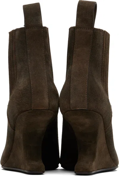Rick Owens Brown Concordians Runway Ankle Sharp Boots In Brown
