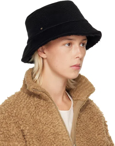 Max Mara Reversible Camel And Teddy Fabric Cloche Hat In Black