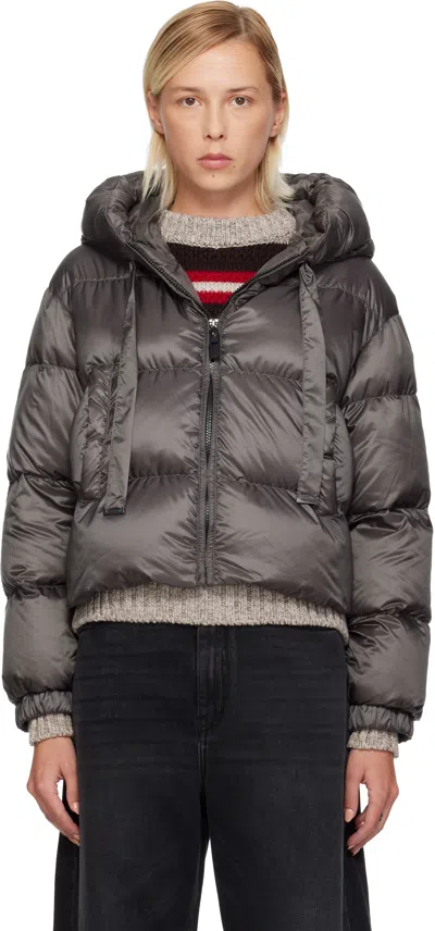Max Mara Cropped Down Jacket In Water-repellent Technical Fabric In Gray