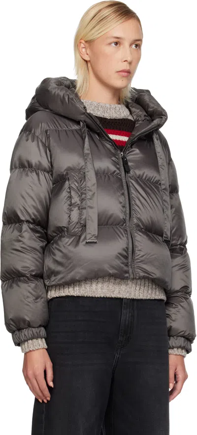 Max Mara Cropped Down Jacket In Water-repellent Technical Fabric In Gray