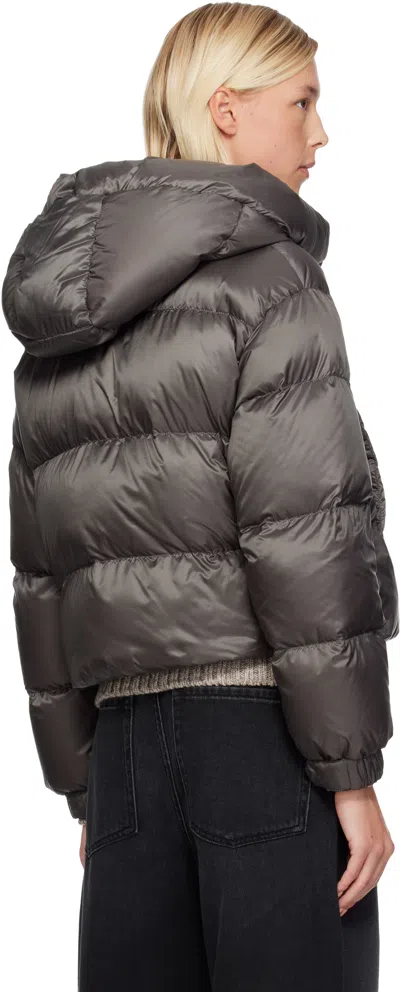 Max Mara Cropped Down Jacket In Water-repellent Technical Fabric In Gray