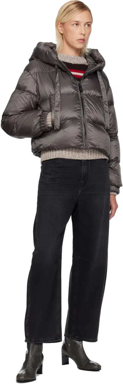 Max Mara Cropped Down Jacket In Water-repellent Technical Fabric In Gray