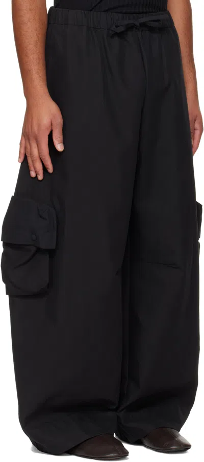 Simone Rocha Black Multi Pocket Puddle Drawstring Cargo Pants In Black