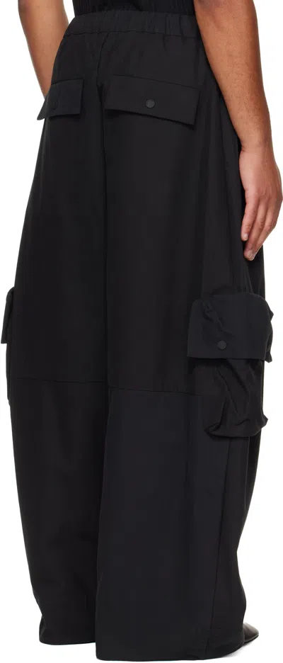 Simone Rocha Black Multi Pocket Puddle Drawstring Cargo Pants In Black