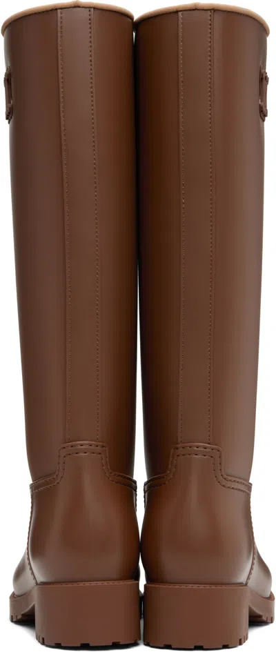 Max Mara Knee-high Rubber Sole Round Toe Boots In Brown