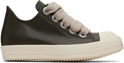 Rick Owens Khaki Concordians Jumbolace Low Sneaks Sneakers In Green