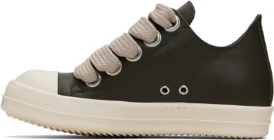 Rick Owens Khaki Concordians Jumbolace Low Sneaks Sneakers In Green