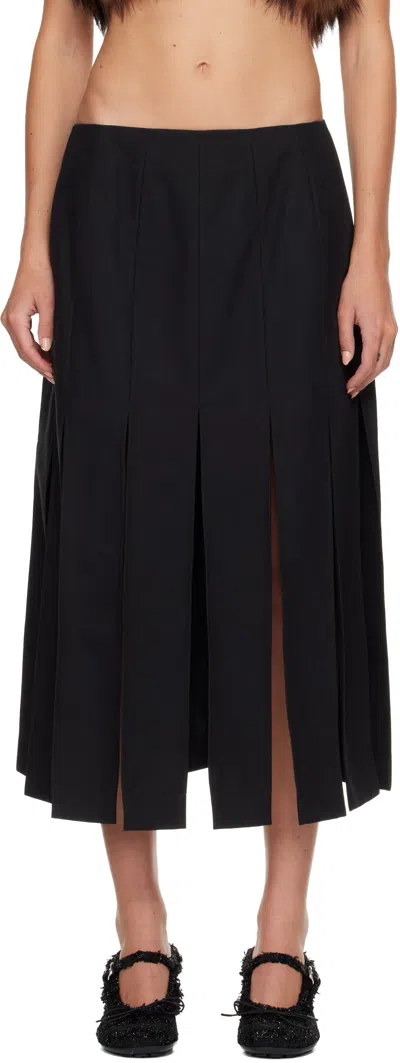 Simone Rocha Black Multi Slit Midi Skirt In Black