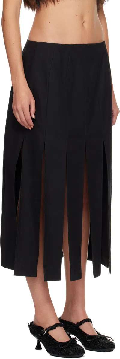 Simone Rocha Black Multi Slit Midi Skirt In Black