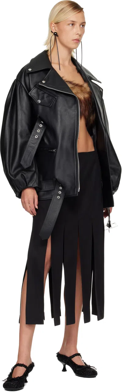 Simone Rocha Black Multi Slit Midi Skirt In Black