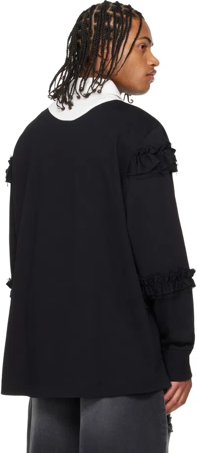 Simone Rocha Black Ruffle Rugby Polo In Black