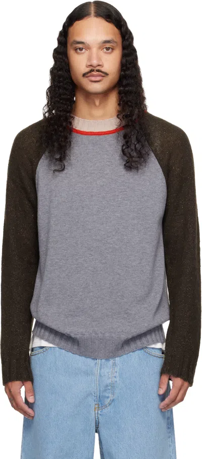 Edward Cuming Brown & Gray 'jock In The Closet' Sweater In Multi