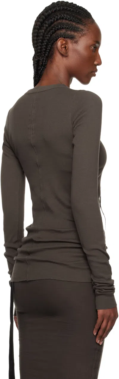 Rick Owens Drkshdw Gray Concordians Rib Ls T-shirt In Gray