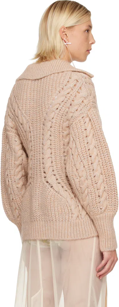 Simone Rocha Pink Sculpted Chunky Knit Cardigan In Neutral