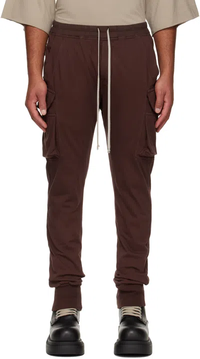 Rick Owens Drkshdw Burgundy Concordians Mastadon Cut Cargo Pants In Brown