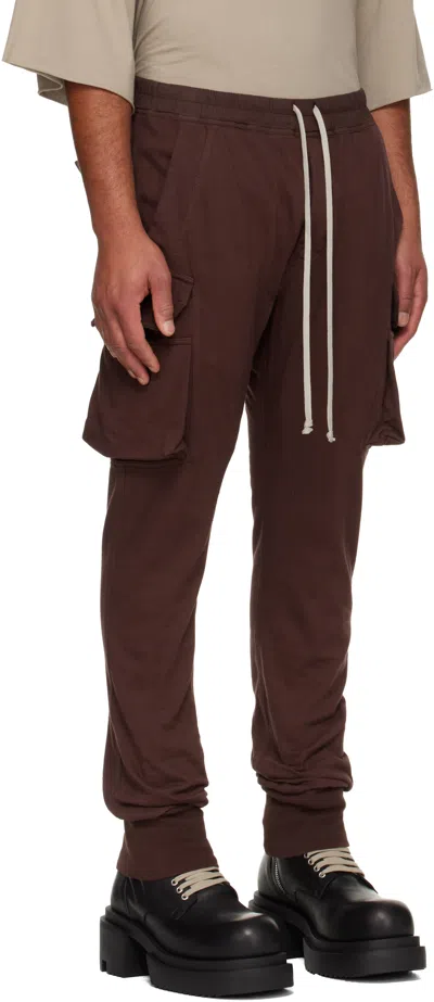 Rick Owens Drkshdw Burgundy Concordians Mastadon Cut Cargo Pants In Brown